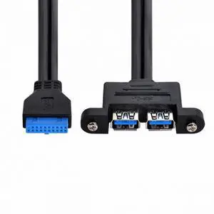 Dual Port USB 3.0 Female Type-A Panel Type to Motherboard 20Pin Header Cable 50cm Dual Port USB 3.0 Female Type-A Panel Type to Motherboard 20Pin Header Cable 50cm