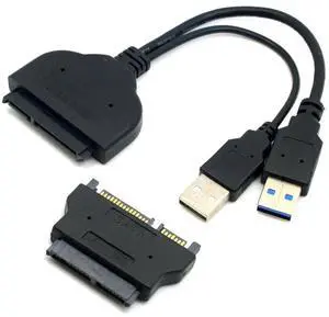 1set USB 3.0 to SATA 22Pin SATA to 16Pin Micro SATA Adapter for 1.8" 2.5" Hard Disk Driver With Extral USB Power Cable