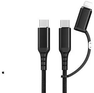 Two-in-One MFI Charging Data Cable for IPhone16 & Mobile/Tablet for Apple Car Charger with Aluminum Alloy and Braid Shielding Two-in-One MFI Charging Data Cable for IPhone16 & Mobile/Tablet for Apple Car Charger with Aluminum Alloy and Braid Shielding