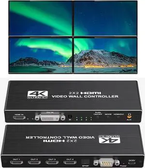 2x2 Video Wall Controller with 8 Display Modes, Support RS232, 1080P@60Hz, HDMI 1.4, HDCP 1,4, HDMI & DVI Input, HMDI Output, for Sports bar, Restaurant, School, Company, Home Theater, Mall 2x2 Video Wall Controller with 8 Display Modes, Support RS232, 1080P@60Hz, HDMI 1.4, HDCP 1,4, HDMI & DVI Input, HMDI Output, for Sports bar, Restaurant, School, Company, Home Theater, Mall