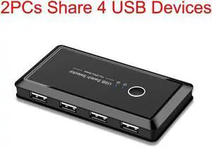 USB Switch Selector, 2 in 4 Out USB 2.0 Sharing Switch Box KVM Switch Box Switcher 2 Port PCs Sharing 4 Devices for Keyboard Mouse Printer Monitor with 2 USB2.0 Cable USB Switch Selector, 2 in 4 Out USB 2.0 Sharing Switch Box KVM Switch Box Switcher 2 Port PCs Sharing 4 Devices for Keyboard Mouse Printer Monitor with 2 USB2.0 Cable