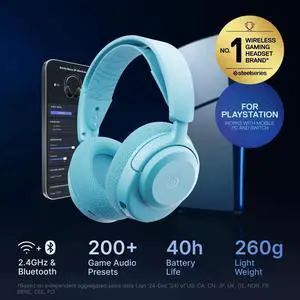SteelSeries Arctis Nova 3P Wireless Multi-Platform Gaming Headset - Mobile App Control, 40 HR Battery, Neodymium Magnetic Drivers, 2.4GHz/Bluetooth, PS5, PS4, PC, Switch, Mobile - Aqua SteelSeries Arctis Nova 3P Wireless Multi-Platform Gaming Headset - Mobile App Control, 40 HR Battery, Neodymium Magnetic Drivers, 2.4GHz/Bluetooth, PS5, PS4, PC, Switch, Mobile - Aqua