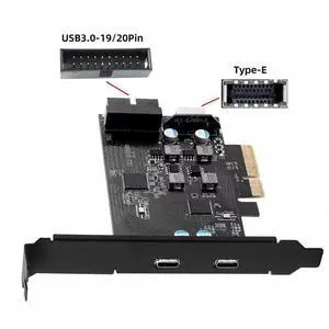 ENFAIN 10Gbps Type-E USB 3.1 Front Panel Socket & USB3.0 19Pin/20Pin & Dual Type-C USB-C to PCI-E Express Card Adapter ASM3142 VL822 ENFAIN 10Gbps Type-E USB 3.1 Front Panel Socket & USB3.0 19Pin/20Pin & Dual Type-C USB-C to PCI-E Express Card Adapter ASM3142 VL822