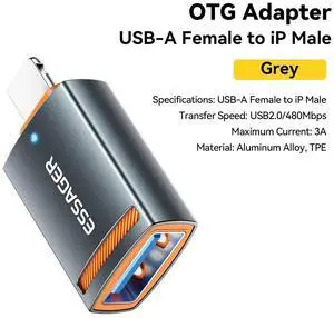 Essager USB3.0 OTG Adapter Type-C USB-A Micro Female to USB Micro iP Type-C Male Converter USB2.0 to iP 3A Essager USB3.0 OTG Adapter Type-C USB-A Micro Female to USB Micro iP Type-C Male Converter USB2.0 to iP 3A