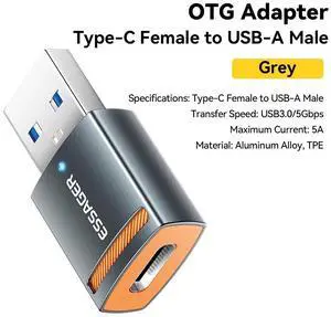 Essager USB3.0 OTG Adapter Type-C USB-A Micro Female to USB Micro iP Type-C Male Converter Type-C to USB3.0 5A Essager USB3.0 OTG Adapter Type-C USB-A Micro Female to USB Micro iP Type-C Male Converter Type-C to USB3.0 5A