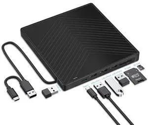 7-in-1 Multifunctional External DVD Burner, Ultra-Slim CD/DVD Optical Drive for Laptop, Desktop, PC USB Plug & Play 7-in-1 Multifunctional External DVD Burner, Ultra-Slim CD/DVD Optical Drive for Laptop, Desktop, PC USB Plug & Play