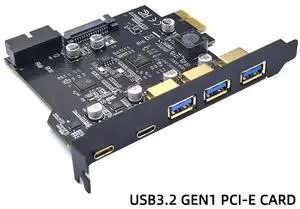 USB 3.2 Gen1 PCIe Expansion Card 19PIN Type-E, Type-C Front Panel, USB-A Port, 5Gbps D720201-3U+2C+19PIN USB 3.2 Gen1 PCIe Expansion Card 19PIN Type-E, Type-C Front Panel, USB-A Port, 5Gbps D720201-3U+2C+19PIN
