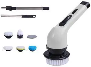 Electric Spin Scrubber, Cordless Power Cleaning Brush for Kitchen Bathroom Floor Tile, Multi-Function Handheld Cleaner Tool white 6-in-1 Electric Spin Scrubber, Cordless Power Cleaning Brush for Kitchen Bathroom Floor Tile, Multi-Function Handheld Cleaner Tool white 6-in-1