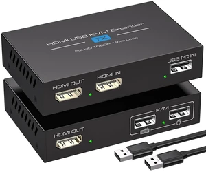 VPFET HDMI KVM USB Extender 394ft 120M Over Cat 5e 6 7 1080P Ethernet Balun Transmitter Receiver with Loop Out Function Plug Play for Mouse and Keyboard Control VPFET HDMI KVM USB Extender 394ft 120M Over Cat 5e 6 7 1080P Ethernet Balun Transmitter Receiver with Loop Out Function Plug Play for Mouse and Keyboard Control