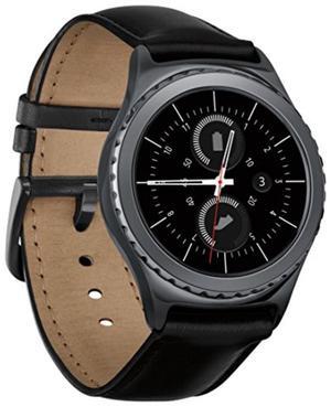 Samsung - Gear S2 Classic Smartwatch 40mm Stainless Steel - Black Leather Band - SM-R7320ZKAXAR - Good Condition
