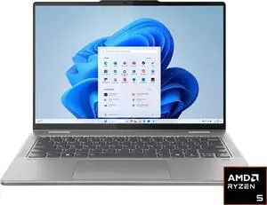 Lenovo - Yoga 7 14" 2-in-1 - 2K Touchscreen Laptop - AMD Ryzen 5-8640HS - 8GB RAM - 512GB SSD - Silver - 83DK000DUS - Very Good Condition (B Grade)