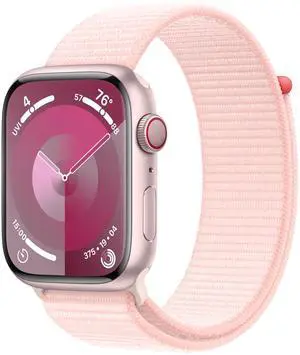 Apple Watch Series 9 (GPS + Cellular) 45mm Aluminum Case with Light Pink Sport Loop - Pink - MRMM3LL/A - Good Condition