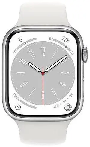 Apple Watch Series 8 (GPS + Cellular) 41mm - Silver Aluminum Case with White Sport Band - S/M - MP4E3LL/A - Good Condition