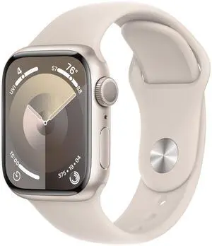 Apple Watch Series 9 (GPS) 41mm Aluminum Case with Starlight Sport- S/M - Starlight - MR8T3LL/A - Good Condition