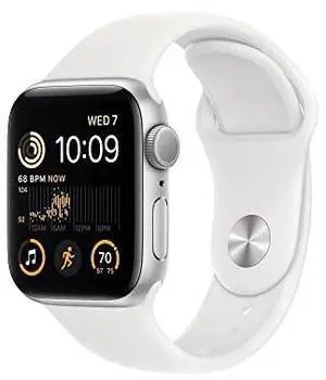Apple Watch SE 2nd Generation (GPS) 40mm Aluminum Case with White Sport Band - S/M - Silver - MNT93LL/A - Good Condition