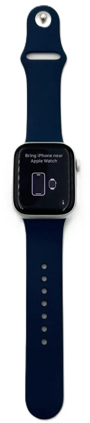 Apple Watch Series 9 (GPS + Cellular) 45mm Aluminum Case with Storm Blue Sport Band - S/M - Silver - MRMG3LL/A - Good Condition