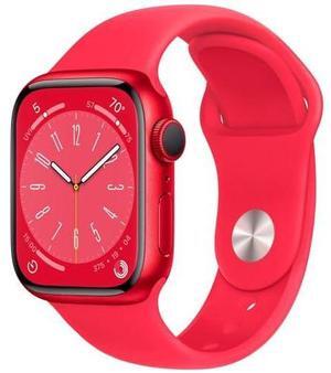 Apple Watch Series 8 (GPS + Cellular) 41mm Aluminum Case Red Sport Band Red - S/M - MNV13LL/A - Good Condition