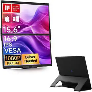 JSAUX FlipGo Pro 15.6" 1080P Dual Screen Portable Monitor & Flex Folio