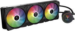 GAMDIAS Aura GL360 Watercooling, 360 mm RGB, 360 mm Radiator, 3 x 120 mm GAMDIAS PWM Fans, Mirror Style Pump for Intel/AMD Ryzen