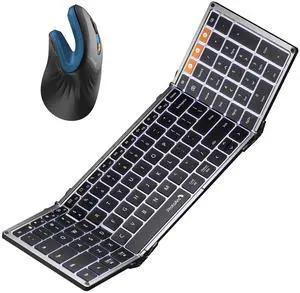 ProtoArc XK01 Plus Backlit Foldable Keyboard and Ergonomic Mouse Blue