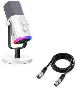 FIFINE PC Gaming Microphone Bundle with XLR Cable, Computer USB RGB Mic for Streaming,Microphone Audio Cable Set,XLR Male to Female Cord,Compatible with XLR Microphone for Recording Podcast(AM8W+L9)