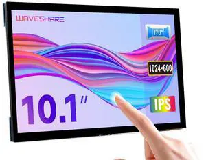 waveshare 10.1inch Capacitive Touch Screen LCD Compatible with Raspberry Pi 5/4B/3B+/3A+/2B/B+/A+/Zero/Zero W/WH/Zero 2W CM3+/4 1024x600, HDMI IPS 10-Points Touch Supports Windows/Jetson Nano