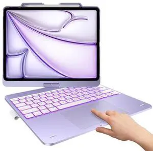 typecase Case with Keyboard for iPad Air 13-inch (M2/M3, 2024/2025) & iPad Pro 13-inch (M4), Trackpad, 360deg Rotatable, 11-Colors Backlit for iPad Pro 12.9, Light Purple