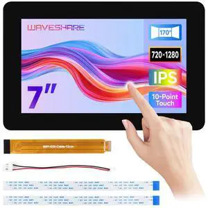 waveshare 7inch DSI Capacitive Touch Display, Compatible with Raspberry Pi 5/4B/3B/CM3/3+/4, 720x1280, IPS Panel, Optical Bonding Toughened Glass Panel, 10-Point Touch, Anti-Fingerprint Process