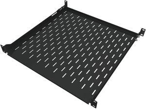1U Server Rack Shelf - 19" Rackmount Tray - 17.7" (450mm) Deep 4-Post Fixed Mount for Computer Network/AV/IT Equipment Cabinet Enclosure - Vented for Maximum Airflow (Black) - Tupavco TP1711