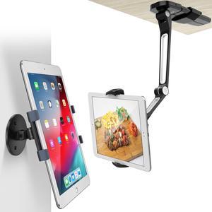 AboveTEK iPad Wall Mount, 3 in 1 Highflex 360deg Under Cabinet iPad Mount for Kitchen Bundle with iPad Wall Mount, Swivel 360deg Rotating Tablet Holder Two Brackets to Fit 6-13" Tablets
