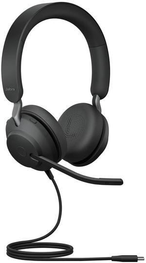 Jabra Evolve2 40 SE - Wired Stereo Headset with Noise Cancelling and 3 Microphone Technology - USB-C Cable - Certified for MS Teams - Also Compatible with Other Platforms - Black