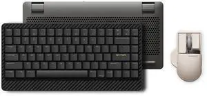 LOFREE Edge Low Profile Mechanical Keyboard with Mouse, 75% Rechargeable Bluetooth and Wired Connection for Window, Mac OS/POM Switches 2.0, Carbon Fiber Top Case, Mg Alloy Bottom Case (Volcano Grey)