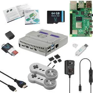 Vilros Raspberry Pi 4 4GB Retro Gaming Kit with 2 USB Gamepad Controllers & Gaming Style Case, 64GB Micro SD Card, HDMI Cable, Power Supply, and Quickstart Guide (Retro Game System)