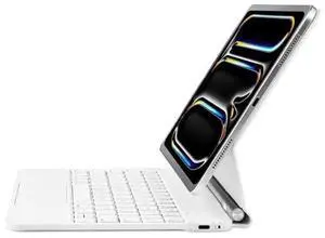 mobee Magic Keyboard Case for iPad Pro 13-inch (M4) 2024, Magnetic Keyboard Case with Multi-Touch Trackpad, Backlit, Comfortable Typing (White, iPad Pro 13 inch M4 2024)
