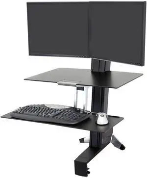 Ergotron - WorkFit-S Dual Monitor Standing Desk Converter, Sit Stand Workstation for Tabletops - with Worksurface, Black