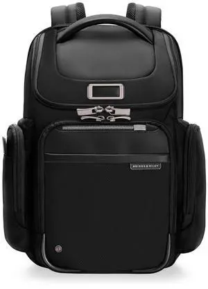 Briggs & Riley Medium Widemouth Backpack for Women & Men - Daypack for Work or School, Personal Item Travel Bag, Lightweight & Durable, Padded Straps, Fits up to 15" Laptop - @work, Black