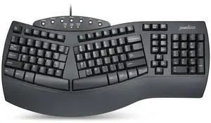 Perixx PERIBOARD-512B Wired Ergonomic Split USB Keyboard with 7 Multimedia Keys - Black - NDAA Compliant - US English