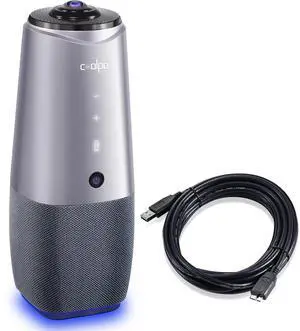 COOLPO AI Huddle Pana 360 4K Webcam, Conference Room Camera with Speaker, Microphone, USB3.0 for Video Conferencing