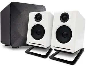 Audioengine A2 White Computer Speakers with 210W S6 Subwoofer and DS1M Stands