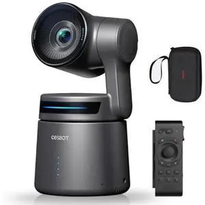 OBSBOT Tail AIR NDI Streaming PTZ Camera,Smart RC Controller,4K AI-Powered Webcam,1.8" CMOS,f/1.8 Aperture,AI Track,Gesture & Remote Control,Wired&Wireless Connection,LiveStream for Church/Music Live