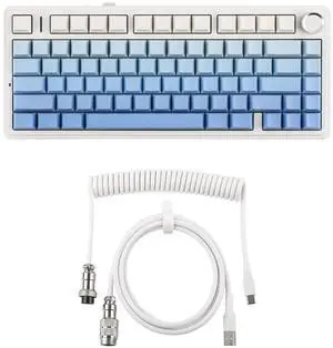 EPOMAKER x Aula F75 Gasket Mechanical Keyboard+ White Mix 1.8m Coiled Keyboard Cable