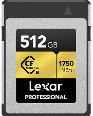 Lexar Professional 512GB CFexpress Type B Memory Card, Up To 1750MB/s Read, Raw 4K Video Recording, Supports PCIe 3.0 and NVMe (LCFX10-512CRBNA)