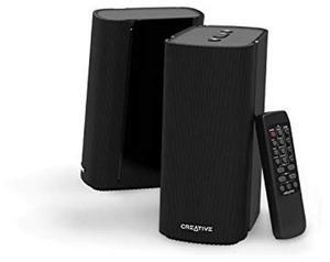 Creative T100 2.0 Compact Hi-Fi Speakers, up to 80W Peak Power with Bluetooth 5.0, Optical-in, AUX-in, Wide Soundstage and Audio Clarity with Bass Control for Computers and Laptops (Black)