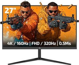 GAMEPOWER Rapid Dual 27 Inch 4K Gaming Monitor, 2160P 160Hz, 1080P 320Hz, 0.5ms Fast IPS, HDR 400, Adaptive Sync, Frameless, Blue Light Filter, Speakers, HDMI 2.1 DP 1.4, 135% sRGB, VRR Support