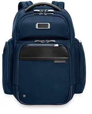 Briggs & Riley Large Cargo Backpack for Women & Men - Daypack for Work or School, Personal Item Travel Bag, Spacious & Durable, Padded Straps, Fits up to 17" Laptop - @work, Navy
