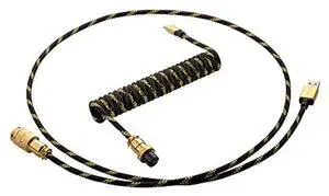 CableMod Pro Coiled Keyboard Cable (Midas Foil Black, USB A to USB Type C, 150cm)