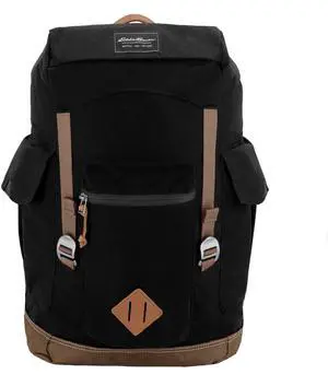 Eddie Bauer Bygone Backpack with Exterior Pockets and Laptop Compatible Sleeve, Black, 25L