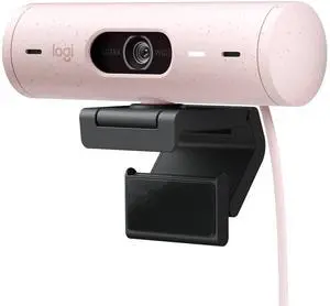 Logitech Brio 500 Full HD Webcam: Auto Light Correction, Auto-Framing, Viewing, Noise Reduction Mics, Privacy Webcam, for Microsoft Teams, Google Meet, Zoom - Pink