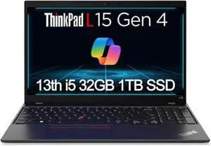 Lenovo ThinkPad L15 Business Laptop (15.6" FHD, Intel 10-Core i5-1335U (> i7-1255U), 32GB RAM, 1TB SSD), Backlit, Fingerprint, Webcam, Numeric Keypad, Thunderbolt 4, Ethernet, Win 11 Pro w/Copilot
