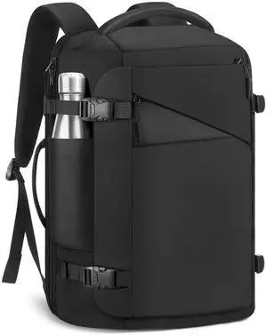 MoKo Travel Backpack for Men Women, 40L TSA Flight Approved Carry on Backpack, 17 inch Laptop Backpack 180deg Openable, Water-Resistant Lightweight Large Weekender Bag Daypack, Black
